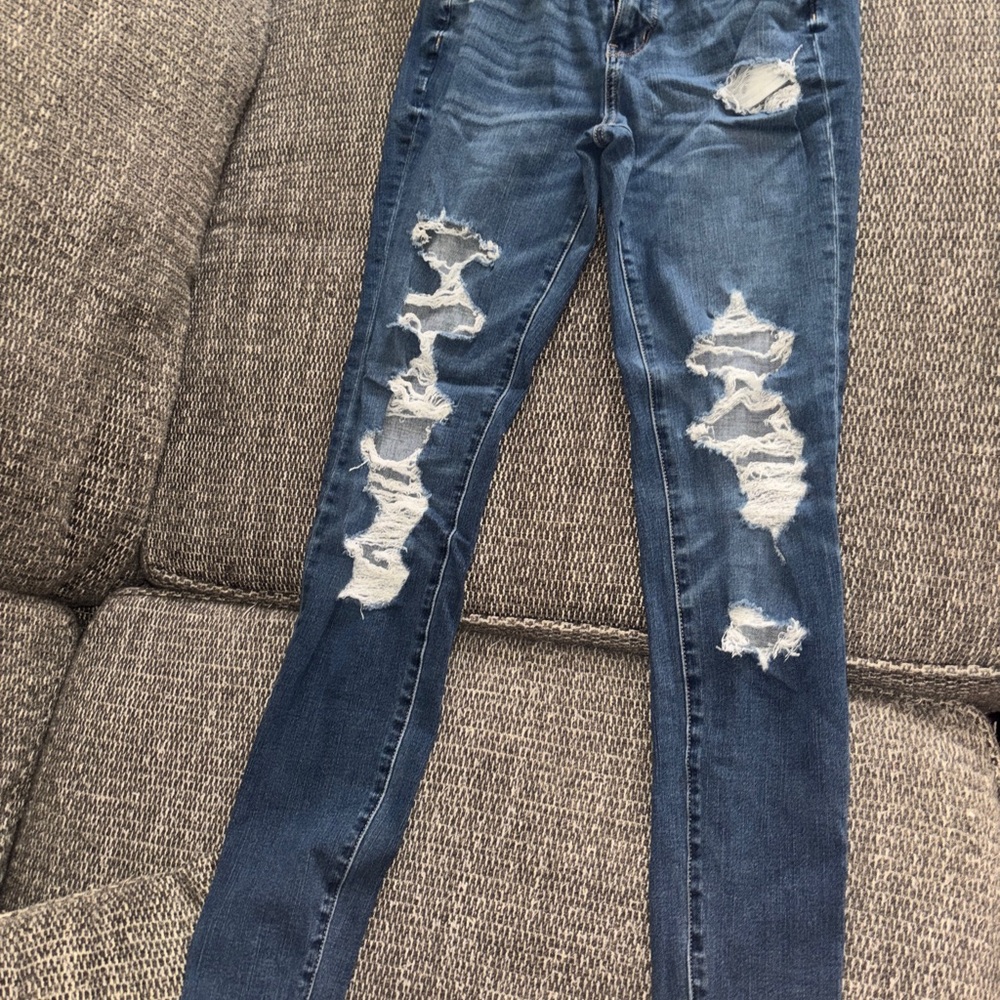 American Eagle Outfitters Ripped Blue Skinny Jeans